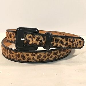 Vtg Talbots Woman's Belt #6604 Animal Print Genuine Leather Italy L 40" Black